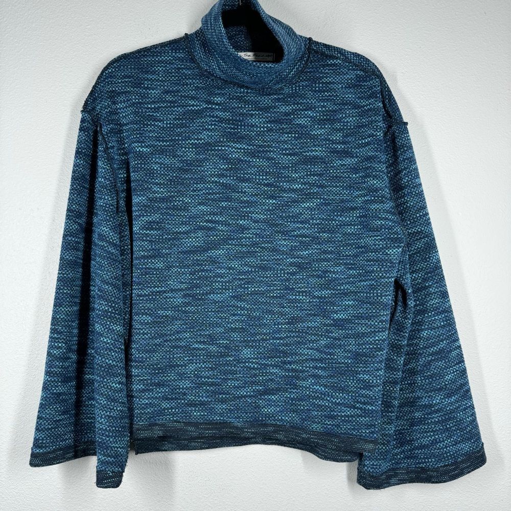 Free People Sunny Days Turtleneck Sweater In Blue Overboard Combo Small